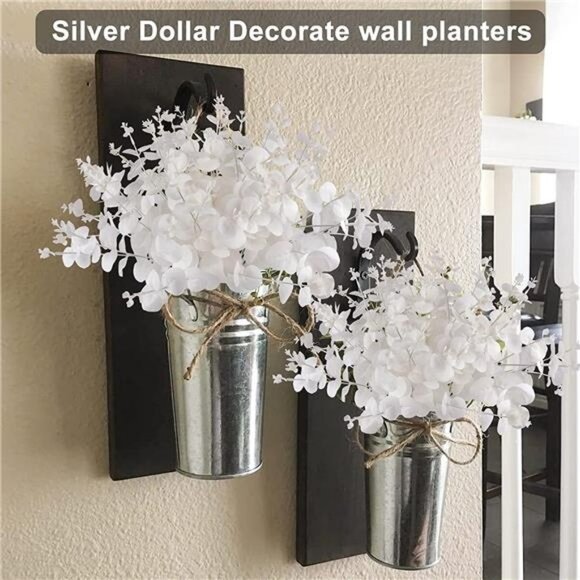 3Pcs Artificial Eucalyptus Leaves with White Flowers and Stems - Picture 5 of 7